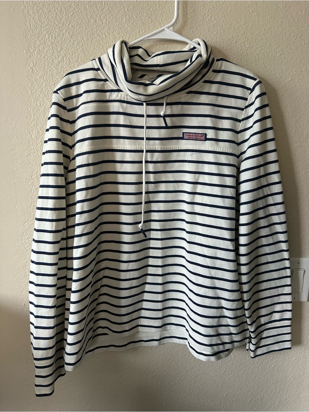 Vineyard Vines Women's   Striped Funnel Neck  - Navy & White XLpre-owned 1402